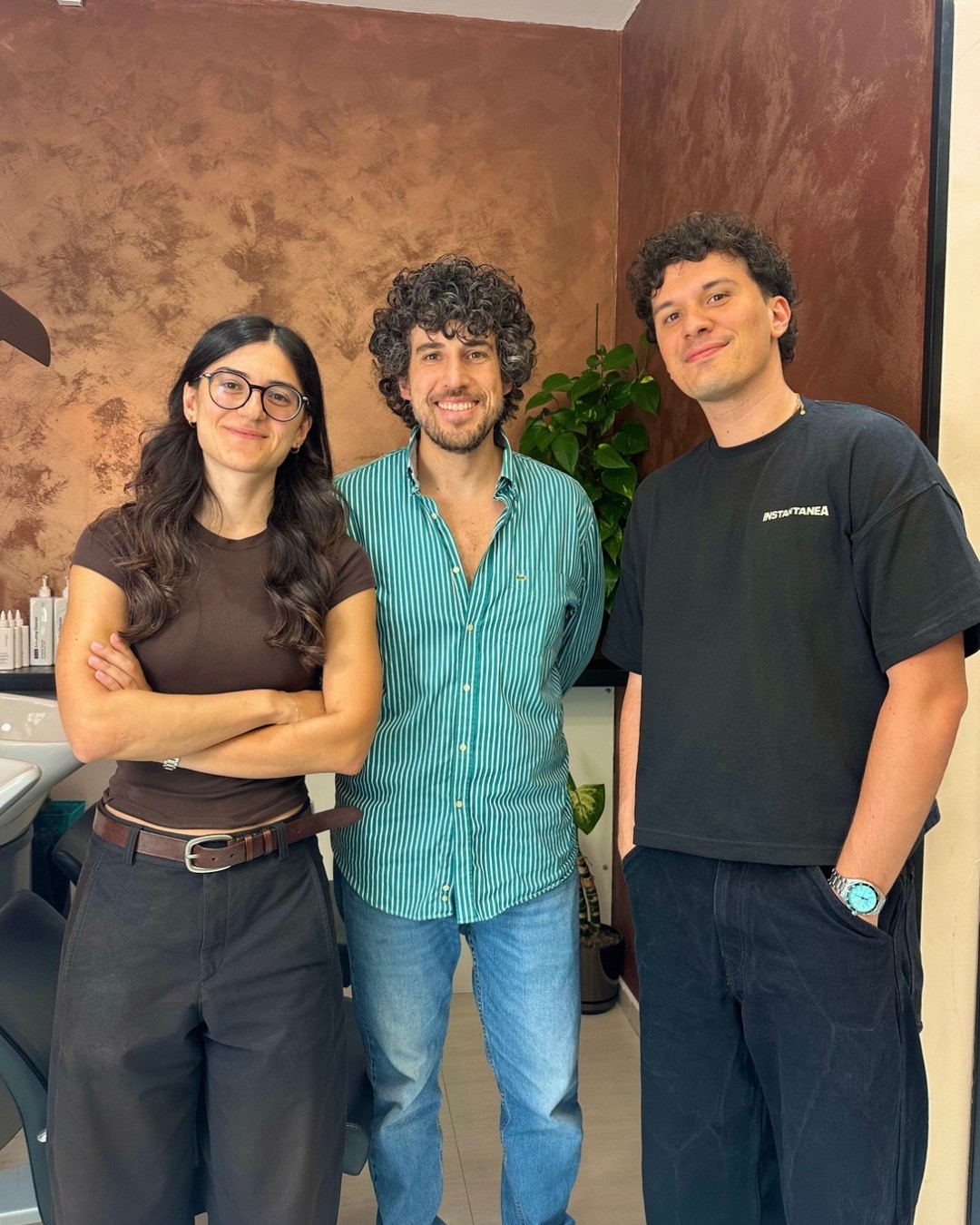 Chiara e Alessio, fondatori di Instantanea, con il founder di Shampora